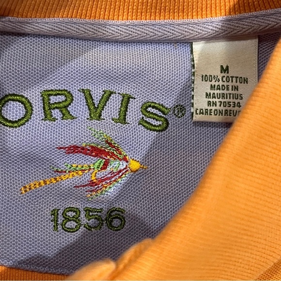 Orvis Men's Pink Orange Golf Shirt Size M Arm Gussets Short Sleeve 3 Button - Picture 7 of 12